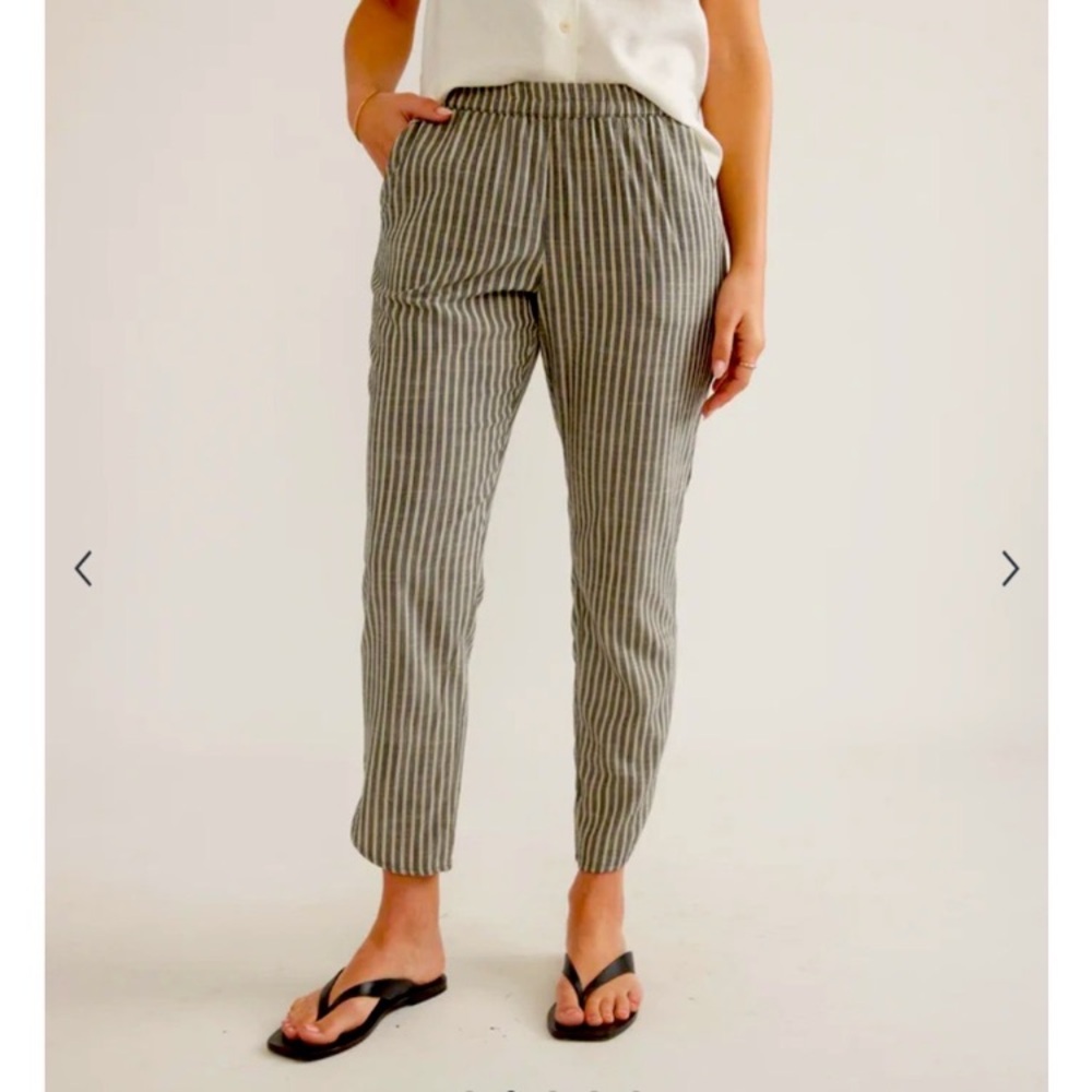 Marine Layer Olive and Cream Striped Cropped Pants